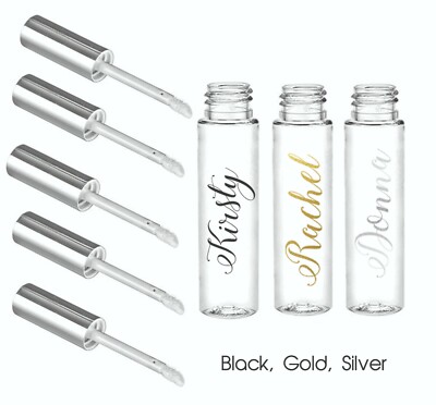 Personalisierte Lipgloss Etiketten Name Geburtstag Mädchen Party Geschenk Gold Klar Aufkleber