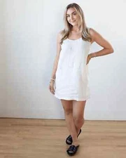 VELVET By Graham & Spencer Yessie Linen Dress Chalk S $207 H1