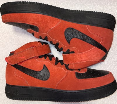 NWOB Nike Air Force 1 Red/Black Nubuck Mid Shoes Menâs US Size 14 Bullâs Red 883418228415 | eBay