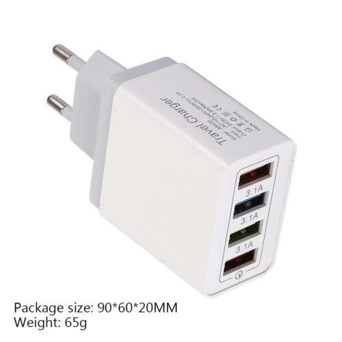 4 USB Port Mehrfachstecker Schnell ladegerät Netzteil Adapter UK EU US Stecker - Zdjęcie 10 z 18