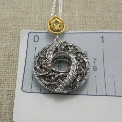 Sterling Silver & 10K Celtic Knot Whirlpool Pendant 18" Chain Keith Jack Boxed - Picture 4 of 10