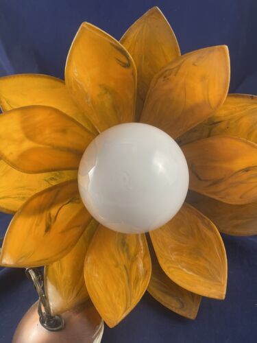 1970’s Retro Orange Hanging Light Lighting Flower Vintage Works Sharp - Picture 8 of 10