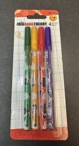 The Big Bang Theory 4 Pack Stick Pens INK WORKS Black Ink NEW IN PACKAGE - Picture 1 of 2