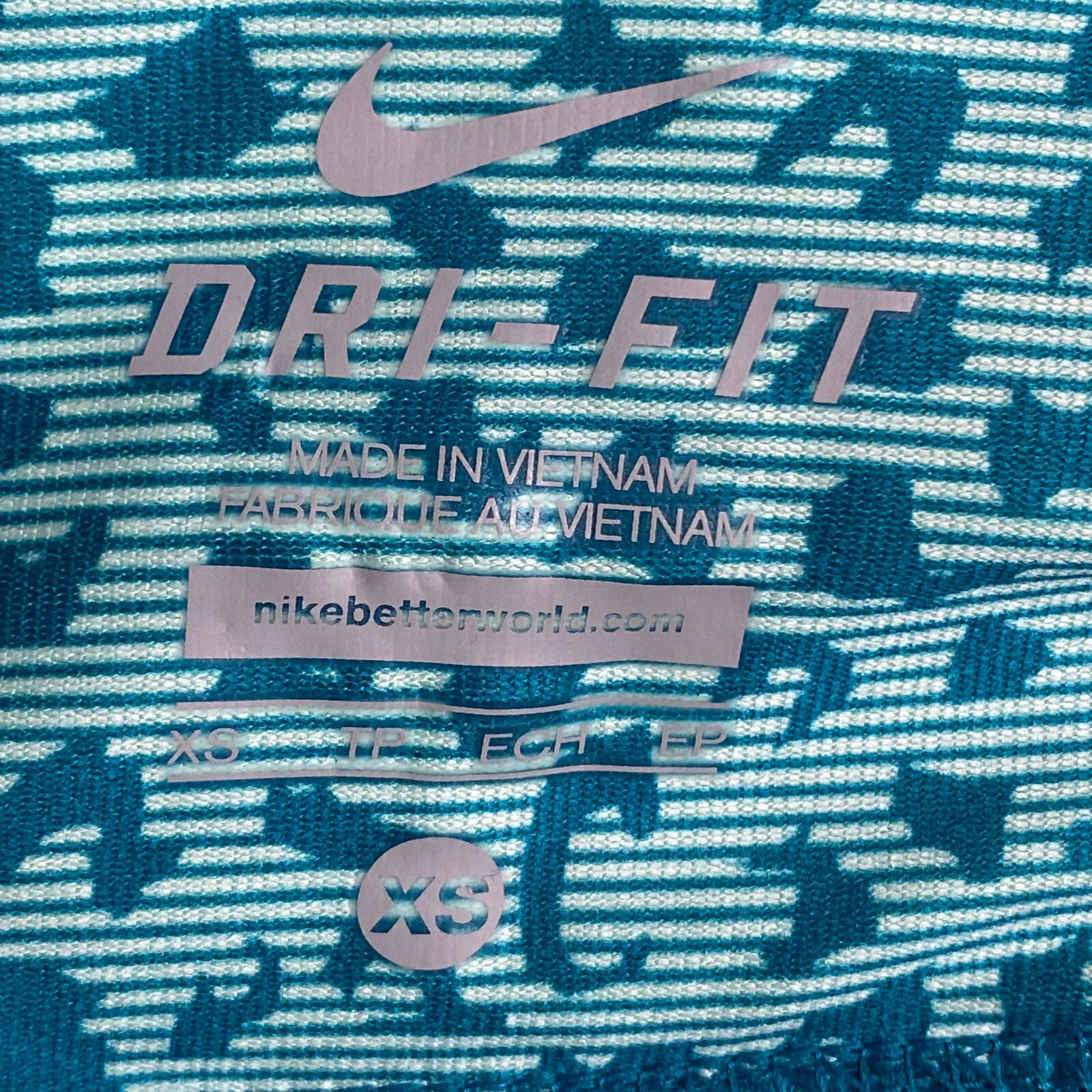 Nike Dri Fit Blue Animal Print Embroidered Swoosh Running Crop Leggings XS $60 thumbnail 6