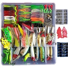 275pcs Fishing Lure Set with Soft Hard Metal Lures Hooks and Tackle Box