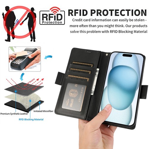 For iPhone 15 14 13 12 11 XR XS 7 8 Leather Flip Card Holder Wallet Case Cover - Picture 3 of 14