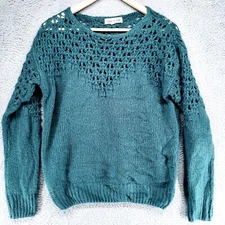 Olive + Oak Womens XS Dark Blue Cable Knit Style Pullover Sweater