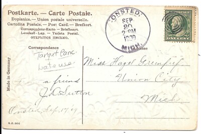 Michigan Postmarks 1909 - Onsted, Michigan - Lenawee County - Postmark on Postcard | eBay