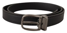 DOLCE & GABBANA Belt Black Leather Metal Logo Buckle s. 95cm / 38in $500