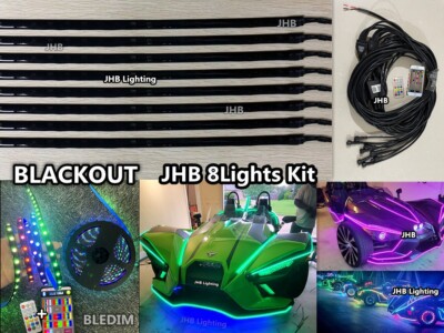 JHB 8PCS 4FT 48 IP67 BLACKOUT Tinted CHASING Flowing Slingshot LED Strips Lights