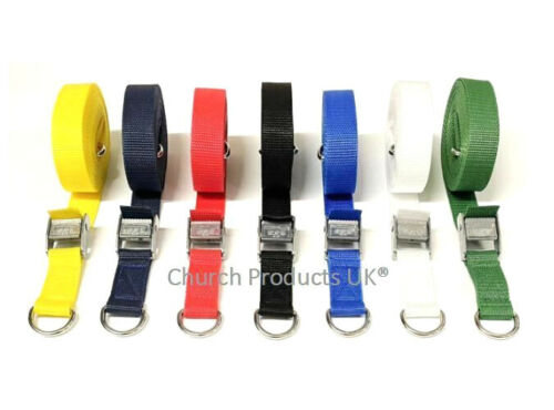 Metal Cam Buckle Strap With D-ring Each End Tie Down 25mm Webbing 1m - 3.5m - Picture 2 of 46
