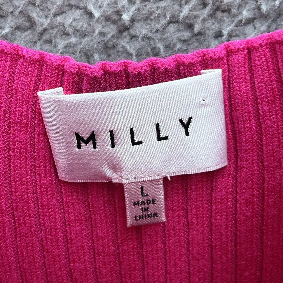 Vestido Milly Grande Rosa Plisado Sin Mangas Tejido Elástico Cuello en V Calce Swingy Acampanado Foto 4 de 4