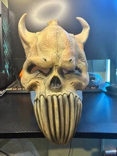 1996 Paper Magic Group Demon Skull Horned Latex Mask Vintage Halloween Prop