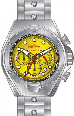 NEW INVICTA RACING 47748 YELLOW DIAL STEEL CHRONOGRAPH SPORTS WATCH 48MM