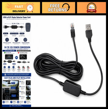 USB to RJ11 Power Cord for Radar Detectors - 12.1FT Long Cable, Universal Fit