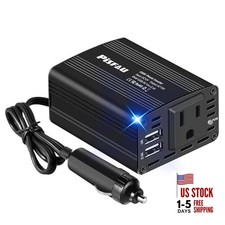 150W Power Inverter 12V DC to 110V AC Car Plug Adapter Outlet Converter Black
