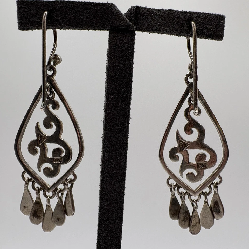 Silpada Vintage 925 Sterling Silver Scroll Dangle Drop Earrings W1196 - Image 4 of 4