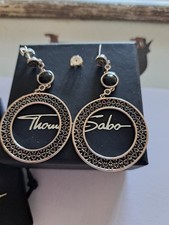 Thomas Sabo Dangle Black Stone Silver Earings Stunning Fully Hallmarked
