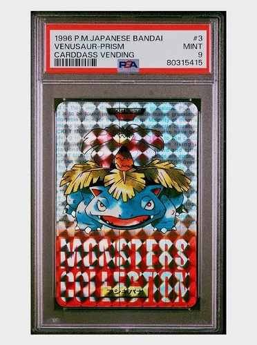 1996 Bandai Carddass Venusaur RC Rookie Red Prism #3 PSA 9 Mint Low Pop 🔥