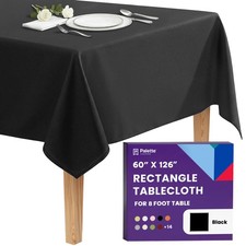 Rectangle Tablecloth - 60 x 126 Inch Black Table Cloth for 8 Foot Rectangle T...