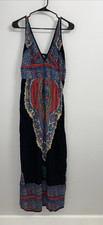 Angie Maxi Dress Black Bohemian Paisley Print Sleeveless Casual Sundress Size XL