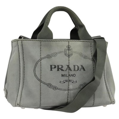PRADA Canapa PM Hand Bag Canvas 2way Gray Silver Auth yk19274 | eBay