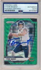 TYSON BAGENT 2024 PRIZM GREEN WAVE SIGNED AUTOGRAPH BEARS PSA AUTHENTIC AUTO SP
