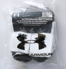 Under Armour Kids' Performance 6-Pack Crew Socks DH3 White/Jet Gray Medium NWT