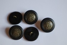 10 Knöpfe, Wappen, Krone, schwarz - messing, 2-teilig, Größe: ca. 23 mm
