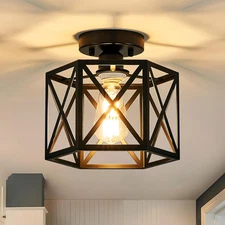 Modern Farmhouse Black Ceiling Light,Industrial Semi Flush Mount Ceiling Lightin