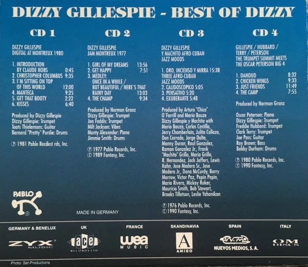Dizzy Gillespie: Best of Dizzy + Freddie Hubbard/ Jon Faddis u.a. (Pablo 4 CDs) - Bild 2 von 2