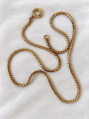 Vintage 1/20 12K Gold Filled GF Curb Chain Necklace Ornate Spring Clasp 15”