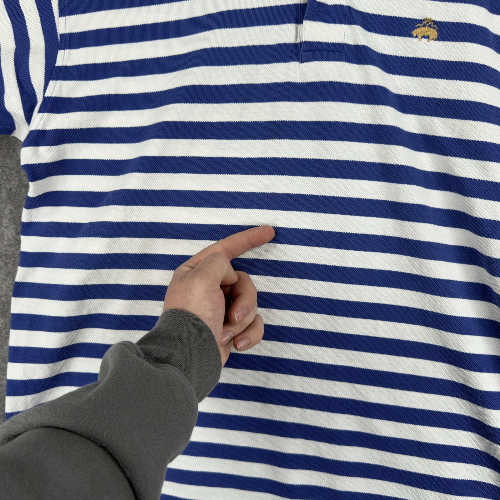 Brooks Brothers Polo Shirt Mens Large Blue White Stripe Golden Fleece Cotton thumbnail 7