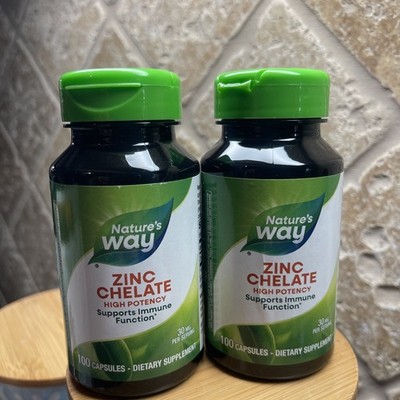 Zinc Chelate High Potency, Nature's Way, 100 Capsules, Exp. 3/31/2028 (2 Pack)