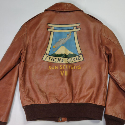 Rare BUZZ RICKSON'S A-2 38M Horse Leather Back Print