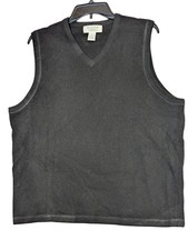 Heather Tweed Black Lambswool V-Neck Sweater Vest M Mens Warm Classic
