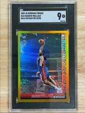 2005-06 Bowman Chrome Gold Refractor Rasheed Wallace /50 SGC 9 Detroit Pistons