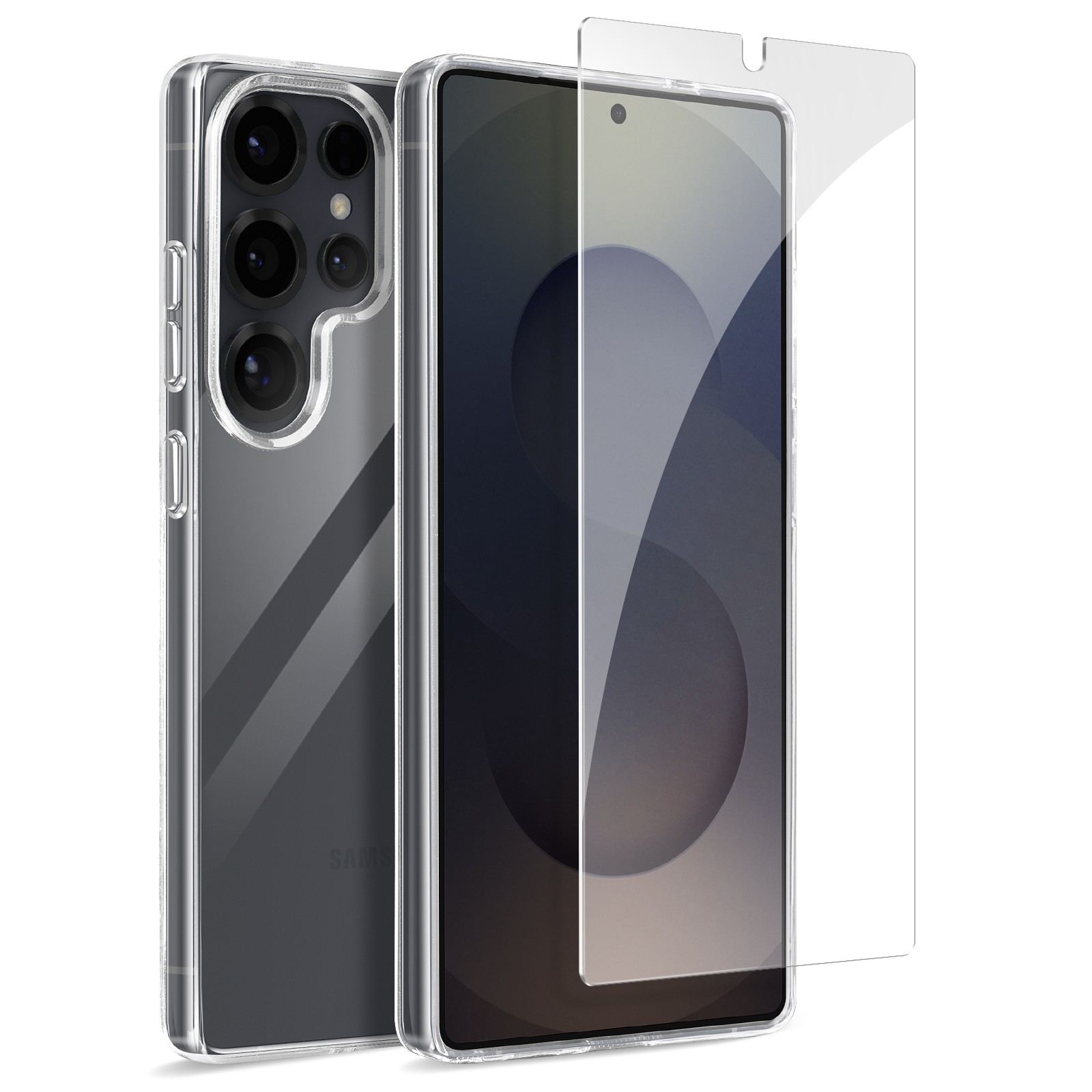 Pack Coque Samsung S25 Ultra et Verre Trempé Noir Mayaxess pour protection intégrale du smartphone