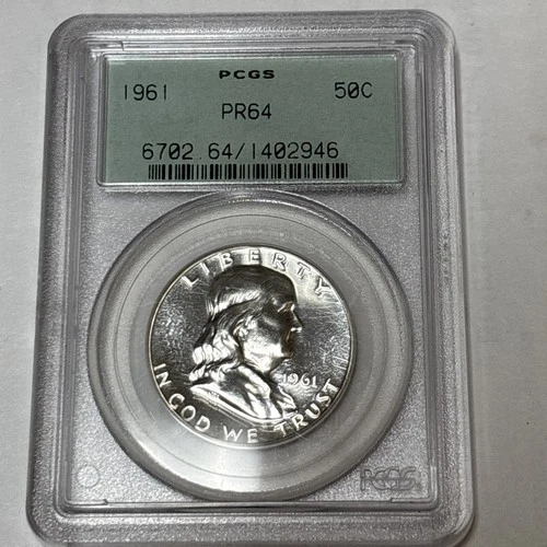 1961 Franklin Half Dollar PCGS PR64 OGH • Old Green Holder • Premium #271