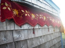 Victorian Fireplace Mantel Window Pelmet Wool Velvet Embroidered AS IS 86" x 13"
