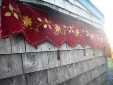 Victorian Fireplace Mantel Window Pelmet Wool Velvet Embroidered AS IS 86" x 13"