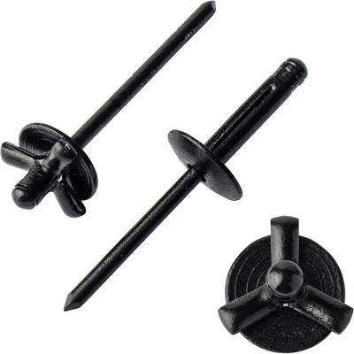 50Pcs 3/16'' X 4/5'' Large Head Tri-Fold Exploding Aluminum Pop Rivets (Black)