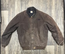 Carhartt Vintage Brown Lined Full Zip Workwear Jacket Relaxed Fit, L-XL size