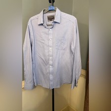 Johnston  Murphy Light Blue Checkered Button Down Shirt