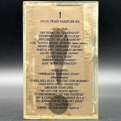 Wax Trax! Sampler #2 - 1989 Rare Cassette Tape Featuring Artist on Wax Trax - Vg