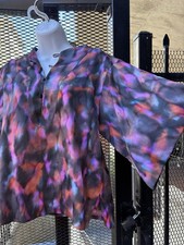 Handmade 1970s Silk Tunic with Jet Buttons Vo...