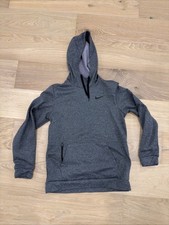 Nike Men  s Medium Gray Therma-FIT Pullover Hoodie Zip Pocket Fleece Sweatshirt
