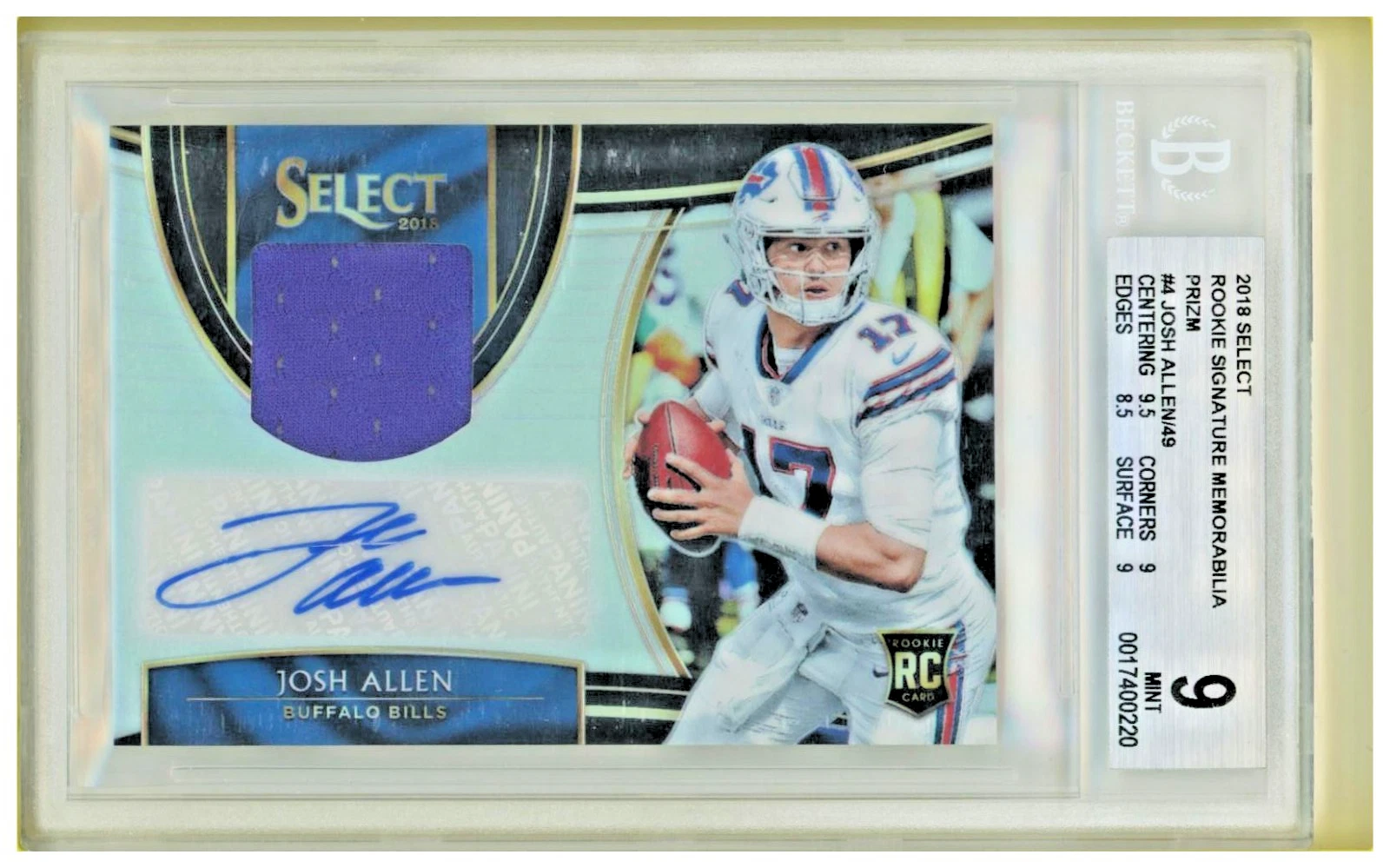2018 Panini Select Josh Allen Rookie Signature...
