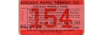 Chicago Rapid Transit Pass 1925 CRT South Howard St Ticket -El Elevated