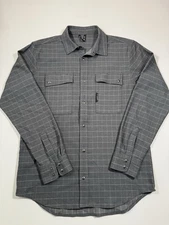 Truewerk Edo Flannel Shirt Mens Medium Gray Plaid Performance Knit Snap Button